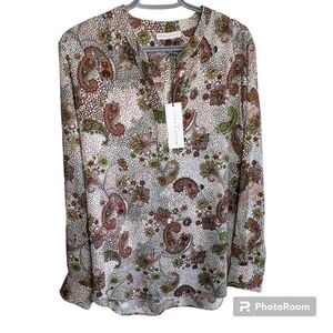 Maison d'Amelie‎ Women's Paisley Button Front Pull Over Blouse Size L NWT
